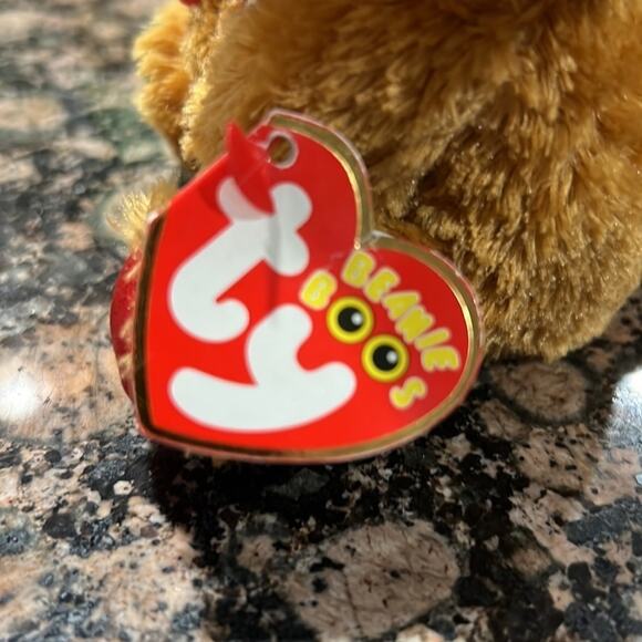 TY Silk Beanie Boos Retired Holiday Bella 2017 Plush Brown Bear Candy Can NWT - Picture 5 of 8